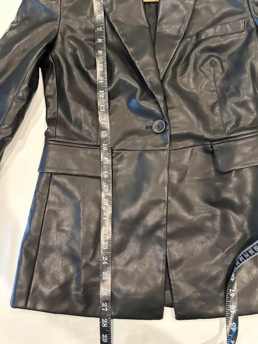 Cabi Black Vegan Leather Jacket NWT Fitted Blazer Style Women's XXS Y2K - Picture 6 of 10